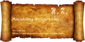 Macskásy Krisztián névjegykártya