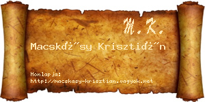 Macskásy Krisztián névjegykártya
